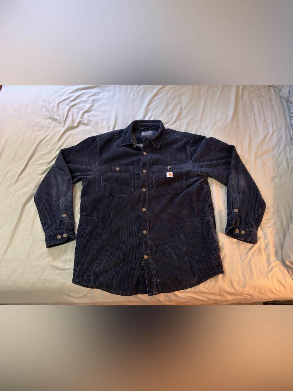 Carhartt Men’s Navy Corduroy Lightweight Work Shirt Jacket - M Loose Fit
